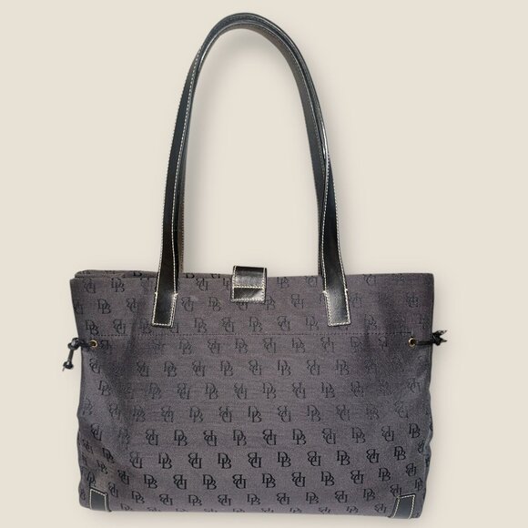 Dooney & Bourke Signature Monogram Tote H2459130 Black Jacquard DB Shoulder Bag - Picture 3 of 8